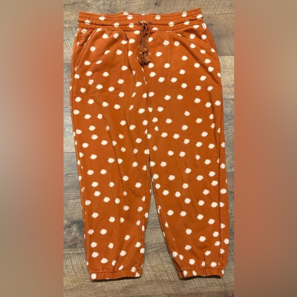 Daily Practice Anthropologie Orange Polka Dot 2 Piece Lounge Set Size XL - Picture 5 of 7